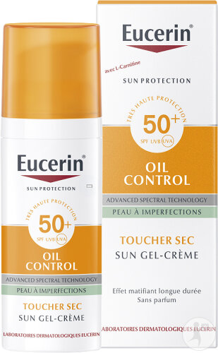 Eucerin Sun Oil Control Toucher Sec Gel-Crème Solaire Peau Grasse À Imperfections IP50+ 50ml