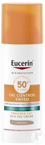 Eucerin Sun Oil Control Tinted Toucher Sec Protection Solaire Gel-Crème Teinté SPF50+ Medium 50ml