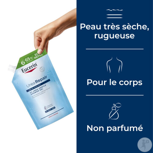 Eucerin UreaRepair Gel Lavant 5% Urée Peaux Sèches Et Rugueuses Recharge 400ml-4