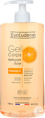 Evoluderm Gel Corps Nettoyant Eclat Vitamine C 1000ml