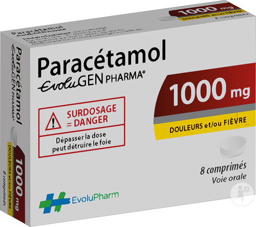 Evolugen Pharma Paracétamol 1000mg 8 Comprimés