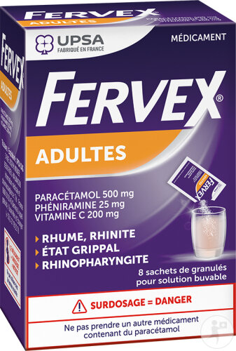 Fervex Granulés En Sachets 8 Doses Paracétamol, Phéniramine, Vitamine C 