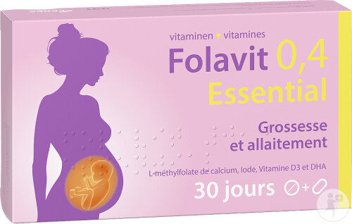 Folavit 0,4mg Essential Acide Folique Grossesse Et Allaitement 30 Comprimés + 30 Gélules