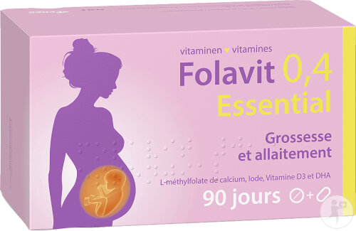 Folavit 0,4mg Essential Acide Folique Grossesse Et Allaitement 90 Comprimés + 90 Gélules