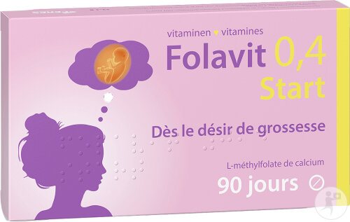 Folavit 0,4mg Start Acide Folique Vitamines Dès Le Désir De Grossesse 90 Comprimés