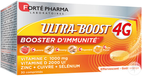 Forté Pharma Ultra Boost 4G Booster D’Immunité Effervescent Goût Orange 30 Comprimés