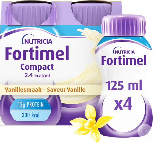 Fortimel Compact 2.4kcal Arôme Vanille Complément Nutritionnel Dénutrition Bouteilles 4x125ml