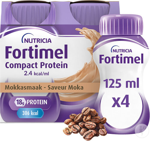 Fortimel Compact Protein 2.4kcal Saveur Moka Complément Nutritionnel Dénutrition 4x125 ml
