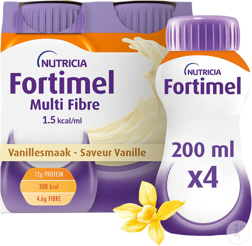 Fortimel Multifibre 1.5kcal Arôme Vanille Complément Nutritionnel Dénutrition Bouteilles 4x200ml