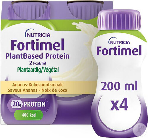 Fortimel PlantBased Protein 2kcal Saveur Ananas-Noix de Coco Complément Dénutrition 4x200ml