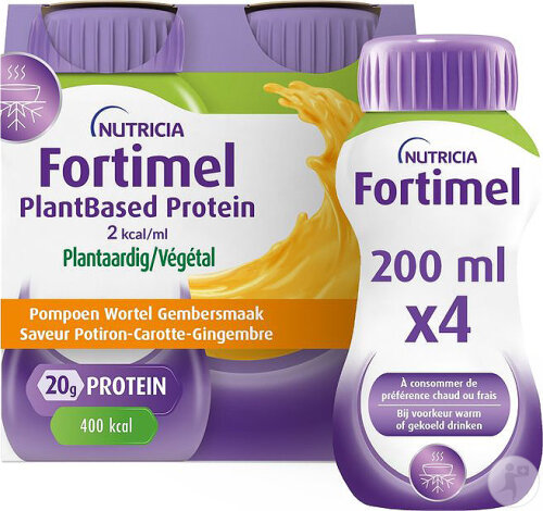 Fortimel PlantBased Protein 2kcal Potiron-Carotte-Gingembre Complément Dénutrition 4x200ml