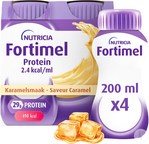 Fortimel Protein 2.4kcal Saveur Caramel Complément Nutritionnel Dénutrition Bouteilles 4x125 ml