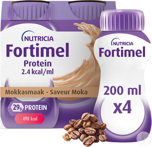 Fortimel Protein 2.4kcal Saveur Moka Complément Nutritionnel Dénutrition Bouteilles 4x125 ml