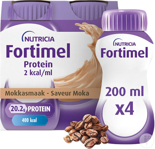 Fortimel Protein 2kcal Saveur Moka Complément Nutritionnel Dénutrition Bouteilles 4x200ml