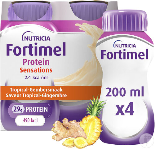 Fortimel Protein Sensations 2.4kcal Tropical-Gingembre Complément Nutritionnel Dénutrition 4x200ml