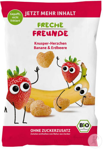 Freche Freunde Coeurs Croquants Banane Et Fraise Sachet 30g