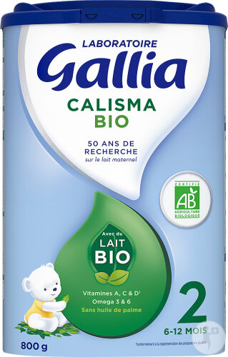 Gallia Calisma 2 Lait En Poudre 2ème Âge 6-12 Mois Bio Boîte 800g