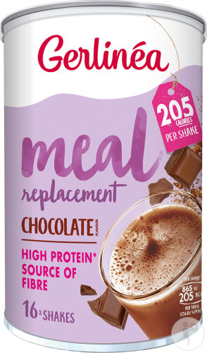 Gerlinea Meal Replacement Chocolat Riche En Protéines Source De Fibres 16 Shakes