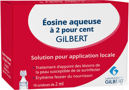 Gilbert Éosine Aqueuse 2% Solution Cutanée Asséchante Ampoules 10x2ml