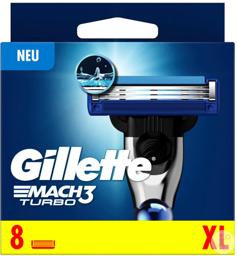 Gillette Mach3 Turbo 3D Lames De Rasoir 8 Pièces