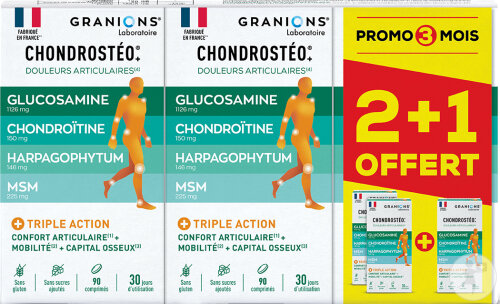 Granions Chondrostéo+ Complément Alimentaire Douleurs Articulaires 3x90 Comprimés Promo 2+1 Gratuit
