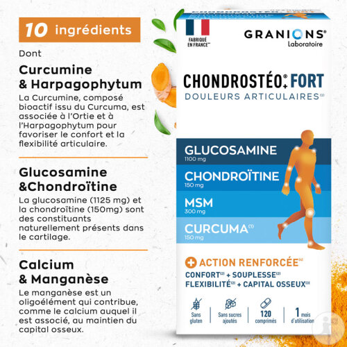 Granions Chondrostéo+ Fort Articulations/Chondroïtine/Glucosamine 2x120 Comprimés Promo 2ème À -50%-5