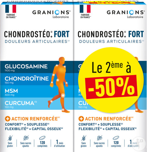 Granions Chondrostéo+ Fort Articulations/Chondroïtine/Glucosamine 2x120 Comprimés Promo 2ème À -50%