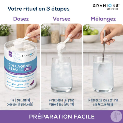 Granions Collagène + Beauté UBÉ Peau/Cheveux Collagène Marin Biotine 216g-6