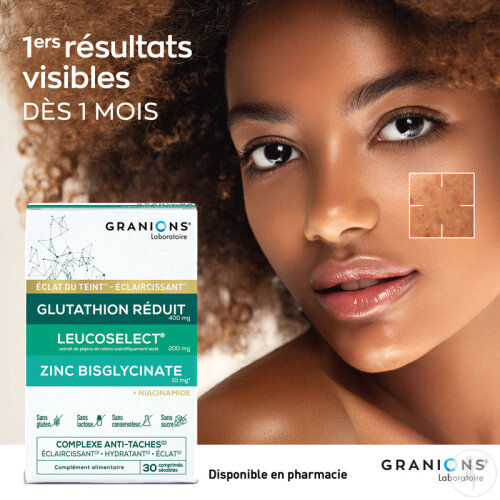 gélule glutathion eclaircissant avis Granions Complexe Anti Taches Brunes Visage Eclarcissant Vitamine C 30 Comprimés GHK Cu Copper Peptide Serum | Scar Repair & Collagen Support:GHK Cu Copper Peptide Serum | Scar Repair & Collagen Support [ Pack of 3 ] Nature's Lab Gold CoQ10 50% off