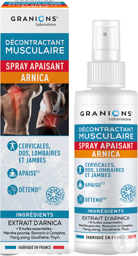 Granions Décontractant Musculaire Spray Apaisant Arnica Menthol/Ylang-Ylang/Gaulthérie 100ml