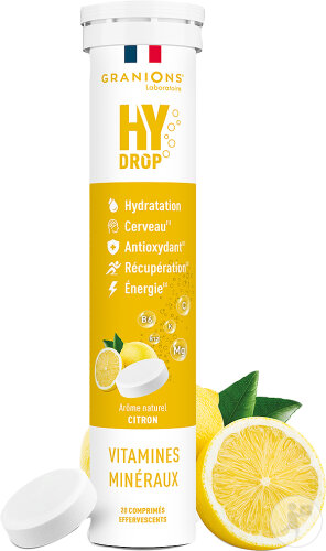 Granions HyDrop Pastilles Hydratation Citron 20 Comprimés Effervescents