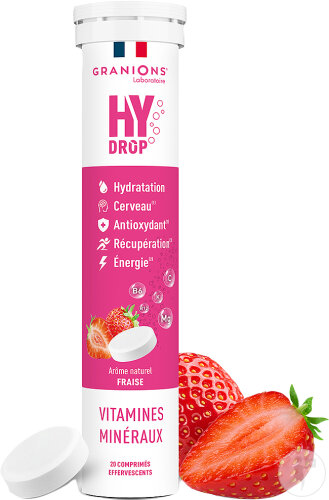 Granions HyDrop Pastilles Hydratation Fraise 20 Comprimés Effervescents