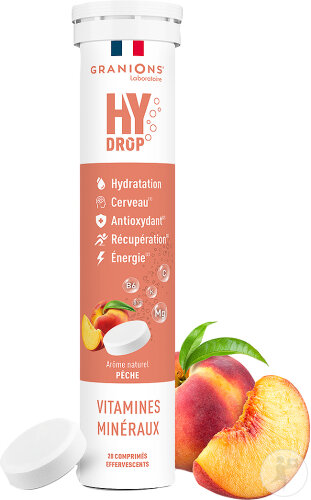 Granions HyDrop Pastilles Hydratation Pêche 20 Comprimés Effervescents