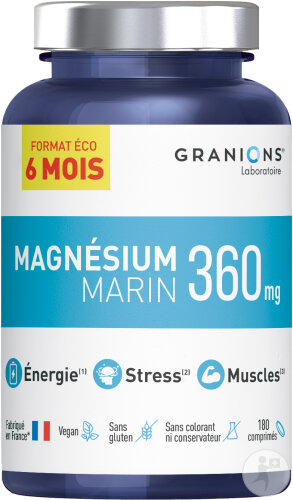 Granions Magnésium Marin 360mg Format 6 Mois Magnésium + Vitamine B6 180 Comprimés