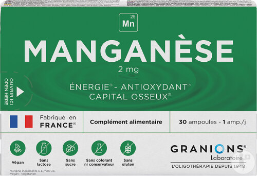 Granions Manganèse 2mg Complément Alimentaire Ampoules 30x2ml