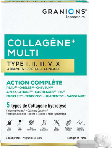 Granions Multi Collagène+ 5 Types de Collagène Hydrolysé 60 Comprimés