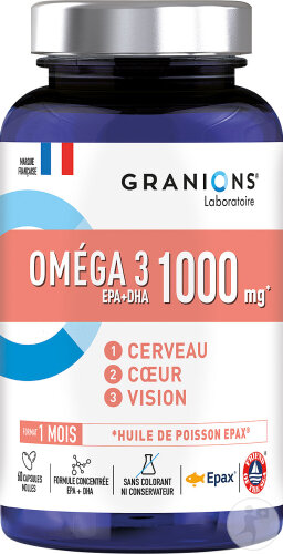 Granions Oméga 3 1000mg Cerveau/Cœur /Vision 60 Capsules