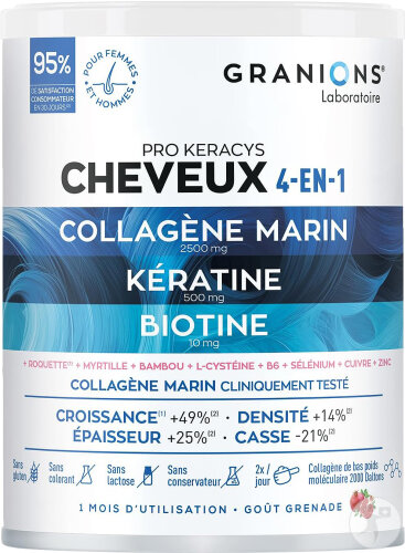Granions Pro Keracys Cheveux 4En1 Collagène Marin + Kératine + Biotine Poudre 300g