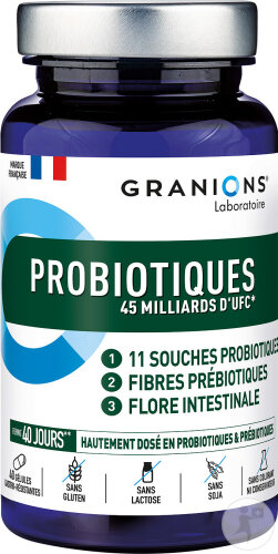 Granions Probiotiques 45MD UFC Équilibre De La Flore Intestinale 40 Gélules	