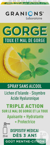 Granions Spray Gorge Toux Et Mal De Gorge Goût Menthe-Citron 20ml