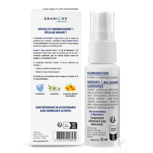 Granions Spray Sommeil Flash Mélatonine 1,9mg Sommeil Adulte Arôme Caramel 25ml-6