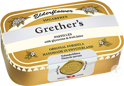 Grether's Elderflower Pastilles Sureau-Jus Fruits Sans Sucre 110g