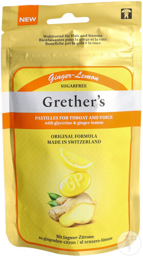 Grethers Gingembre Lemon Pastilles Sans Sucre Sachet 110g