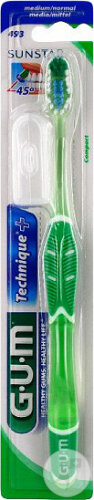 GUM Technique+ 493 Brosse À Dents Medium Compacte 1 Pièce