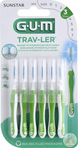 Gum Trav-Ler Brossette Interdentaire 1,1mm 6 Pièces (1414)