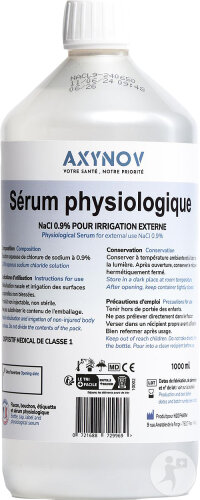 H2O Sérum Physiologique NaCl 0,9% Pour Irrigation Flacon Blanc 1l