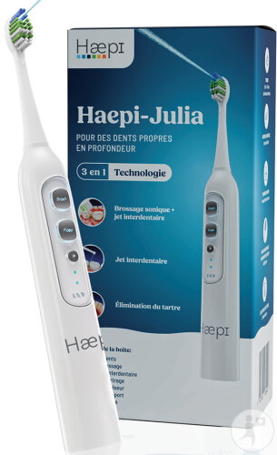 Haepi Julia Brosse À Dents Avec Jet Interdentaire Et Tête De Détartrage 3en1 Kit 1