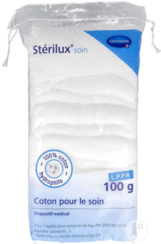 Hartman Sterilux Soin 100% Coton Hydrophile Non Stérile Pour Le Soin 100g (Ref 241171)