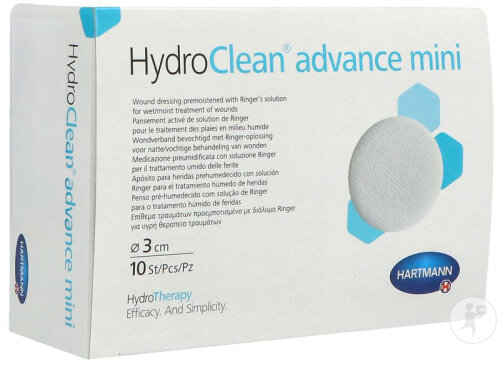 Hartmann Hydroclean Advance Mini Pansement Hydrogel Irrigoabsorbant Rond 10 Pièces