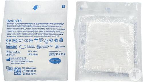 Hartmann Sterilux ES Compresses Stériles 8 Plis 7,5 x 7,5cm 1 x 3 Pièces (9154186)-2